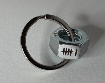 6 TALLY MARK nut Keyring Husband Wife Gifts For Men wife 6th Iron Wedding Anniversary Personalised 6 Years Keyring Keychain-deep engraved