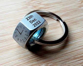 The Moment You Became My Daddy Nut keyring, personalized keychain, Personalized  Steel Key Ring, Deep Engraved Unique Keyring