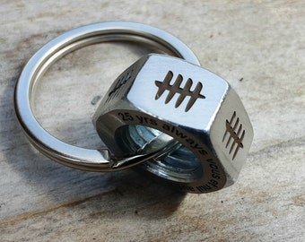 25 TALLY MARK Iron nut Keyring Husband Wife Gifts For Men wife 25th Wedding Anniversary Personalised Years Keyring Keychain Hex nut