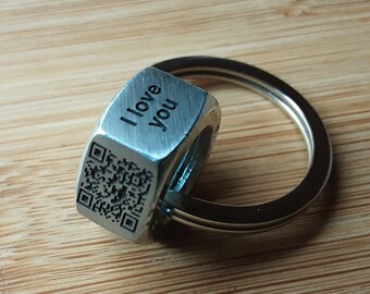 Music QR Code Nut Keyring - Personalised QR Code Keyring - Personalized  Valentines Day - Anniversary gift- Gift For Him Deep Engraved