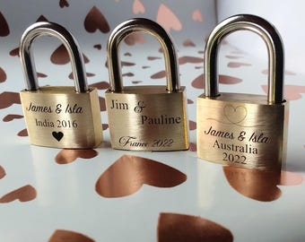 Personalized  Engraved Brass Padlock, Love Lock, Couples Gift, Wedding Gift, 21st Anniversary gift, Lock, Husband Gift, 21 years gift