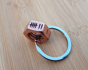 7 Years Tally Mark I Still Do Hex Nut 7 year hash copper keychain Personalised 7th wedding Anniversary gift for Husband Deep Engraved