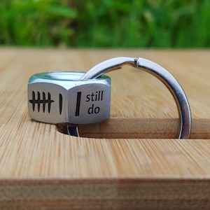 6 Years TALLY MARK Deep Engraved Nut Keyring 6th Wedding Anniversary Iron gift for Him, Man Stuff