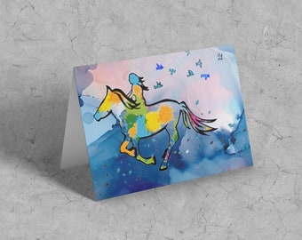 Horse Girl Greeting Cards, Horse Lover Gift, 10 Pack of Colorful Horse Greeting Cards, Horse Stationary, Blank Greeting Cards