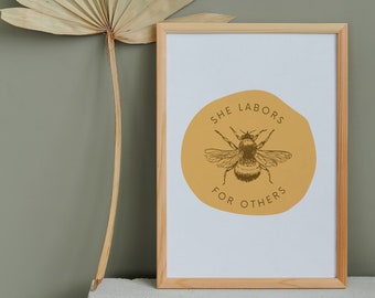 Gift for Her, Gift for Mom | "She Labors for Others" Catholic/Christian Printable Poster 8x10