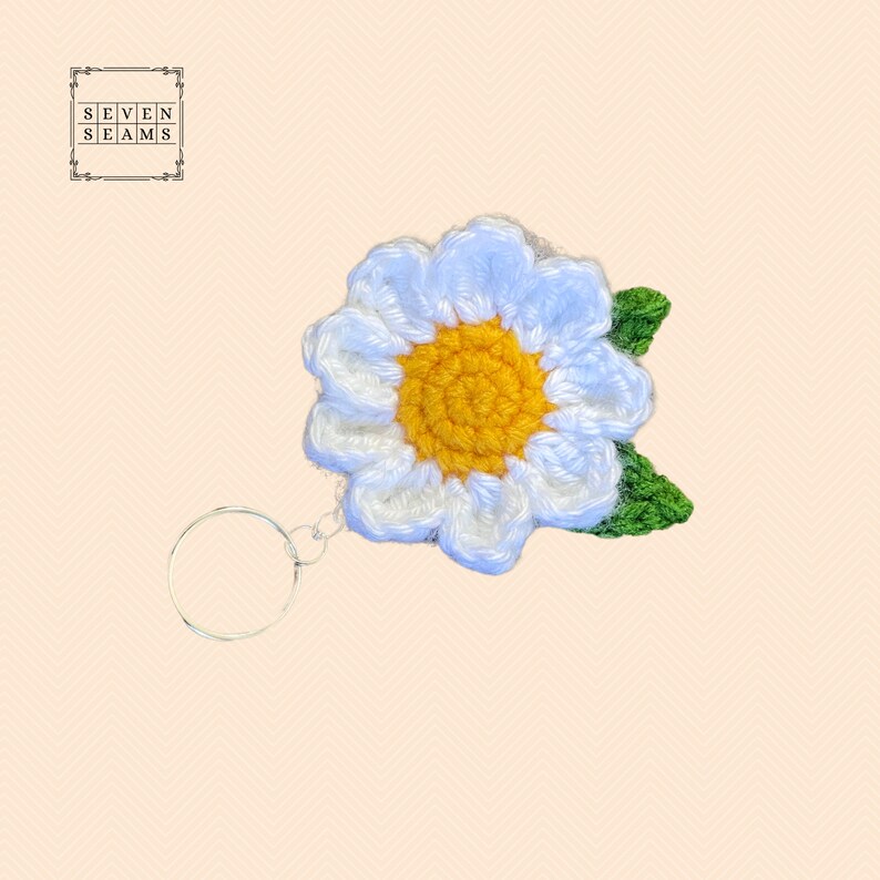 Crochet Daisy Keychain Handmade Etsy
