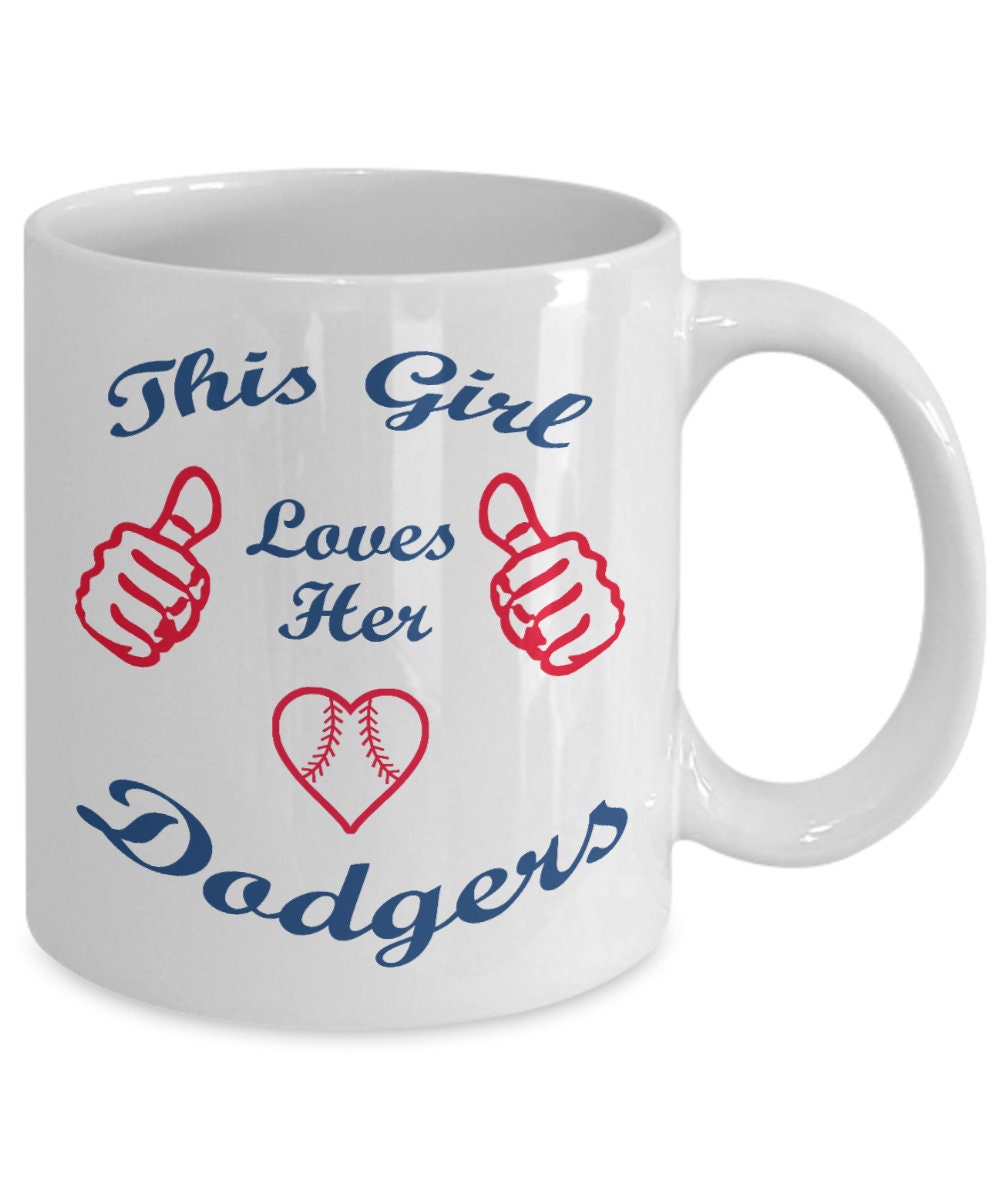 Baseball Fan Coffee Mug, This Girl Loves Her Dodgers-Travel Coffee Mug 14  oz For Baseball Player, Fan, Baseball Lover,Girlfriend…