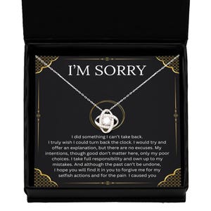 Je suis désolé cadeau pour elle, je t'aime, je suis désolé cadeau, cadeaux d'excuses pour, collier cadeau de pardon, cadeau carte de message