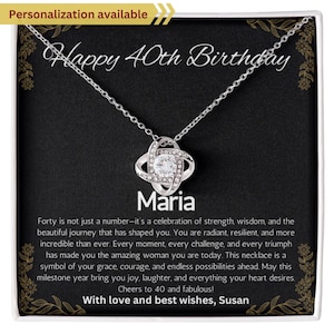 40th Birthday for Her Gift, 40th Birthday Gift for Her, Fortieth Birthday Gift for Woman Friend, Personalized Love Knot Necklace for 40th