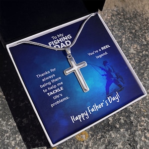 To My Fishing Dad, vaderdagcadeau ketting voor vader, vader kruisketting, vader visserij hobby, vissersmannen, vaderdagcadeau van dochter, zoon