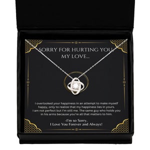 Collana regalo di scusa con biglietto di messaggio, regalo di scuse per lei, ti amo, regalo di scusa, biglietto regalo con messaggio di collana di perdono