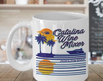 Pop culture lovers mugs , catalina wine mixer - white coffee mug porcelain tea cup 11 oz - great gift