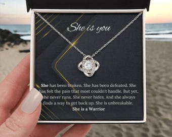 Cancer survivor gift necklace, inspirational gifts, motivational gift for cancer patients, breast cancer jewelry, strength jewelry neckla...