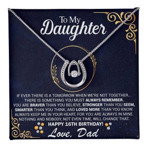 16. Geburtstag Tochter Geschenk Halskette, Geschenk von Papa, Glück in der Liebe Schmuck für 16 Geburtstag Teenager Mädchen, Geschenk für 16 Jahre alte Tochter
