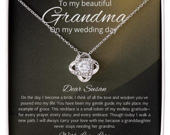 Collar de regalo para la abuela de la novia, collar con nudo de amor, regalo para la abuela para la boda, joyería de la nieta de la novia.