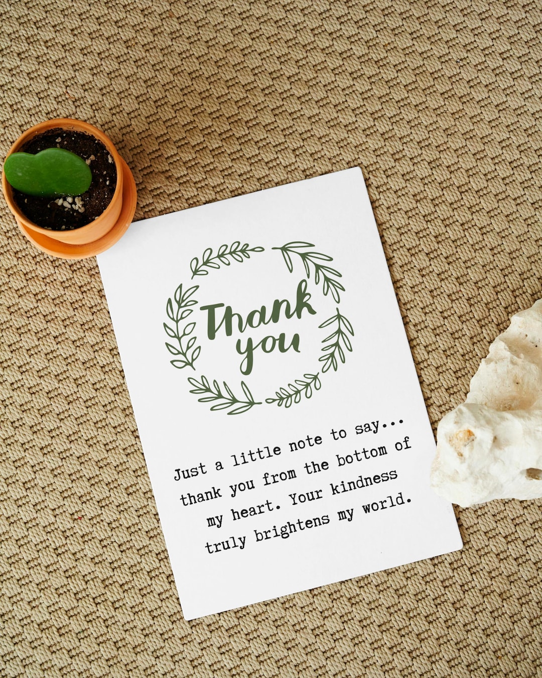 Thank You Card Greeting Card Design With Heart Thoughtful Appreciation ...