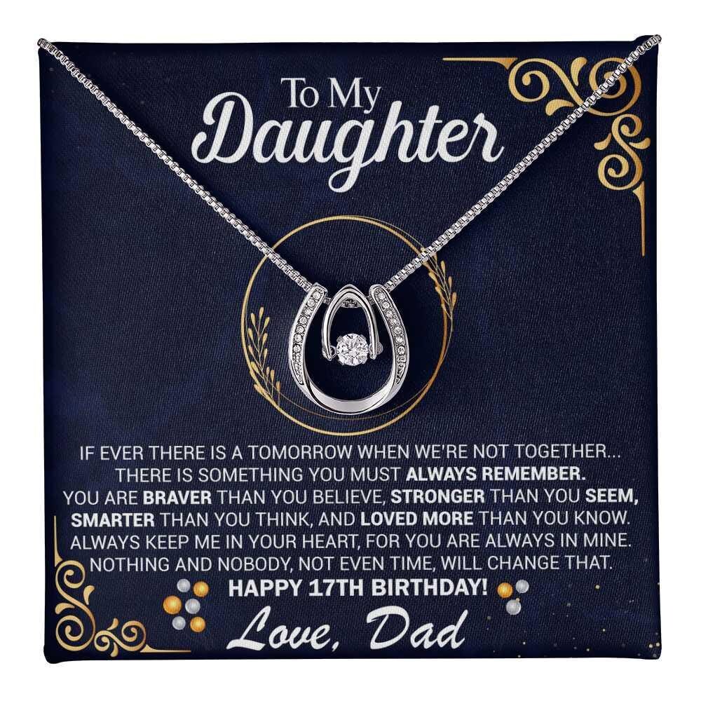 Collar de regalo para hija de 17 años, regalo de papá, joyería de la suerte en el amor para una adolescente de 17 años, regalo para su hija de 17 años.