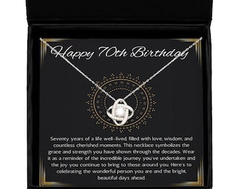 Regalo de 70 cumpleaños para mujeres, collar de regalo de 70 cumpleaños para mamá, abuela, nana, joyería de regalo de nudo de amor para 70 cumpleaños, cumplir 70 años