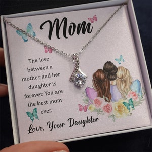 Collar de regalo para una madre amorosa de parte de su hija, collar de regalo de cumpleaños de parte de su hija, collar de regalo para el día de la madre, collar de regalo de parte de su hija