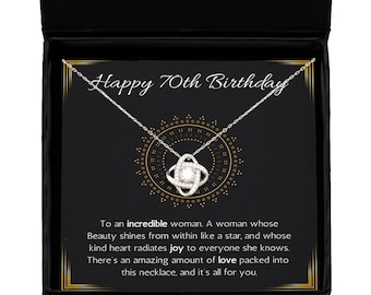 Happy 70th birthday jewelry gift for woman turning 70 necklace with message card, 70th birthday gift necklace for sister, friend, wife, m...