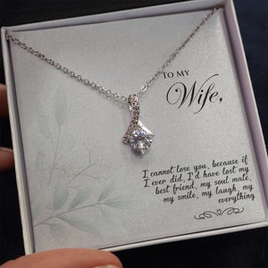 COLLANA WIFE LOVE - Collana To My Loving Wife - Ciondolo con ciondolo delicato in oro bianco - Regalo per il primo anniversario della moglie - Gioielli con biglietto di messaggio
