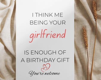 Boyfriend Birthday Message Card Gift Partner Birthday Card Birthday Gift Card from Girlfriend Boyfriend Message Card Gift