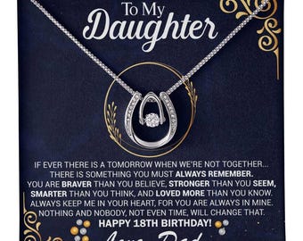 Collar de regalo para hija de 18 años, regalo de papá, joyería de la suerte en el amor para una adolescente de 18 años, regalo para su hija de 18 años.