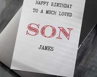 Birthday Card for Son, Special Son Birthday Card, Birthday Card from Mum or Dad, Personalized Birthday Card for Boy from Father Mother