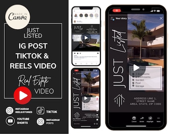 Real Estate "Just Listed" Video Templates: TikTok & Reels (Digital Download)