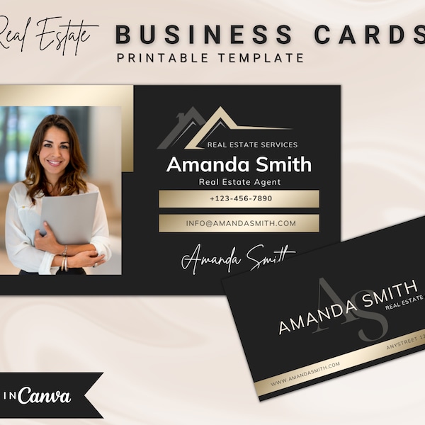 Real Estate Business Card, Business Card Template, Download and Print Business Card, Realtor Business Card, Realtor Brand, Real Estate Agent