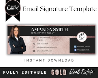 Rose Gold Real Estate Email Signature Template (Digital Download)