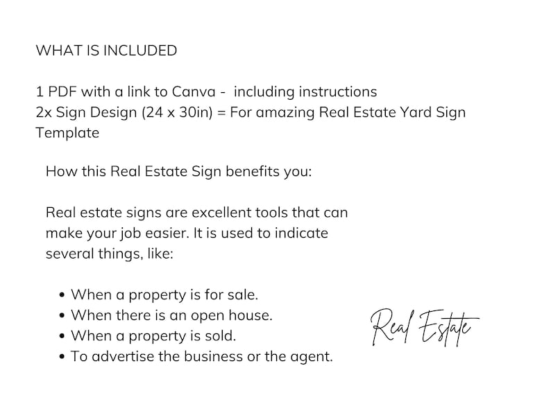 Real Estate Sign, for Sale Sign, Modern for Sale Yard Sign, Realtor