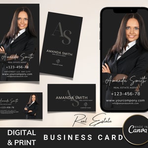 Digitaal visitekaartje, sjabloon voor visitekaartjes, makelaarsvisitekaartje, modern onroerend goed visitekaartje, vastgoedmarketing, Canva-sjabloon