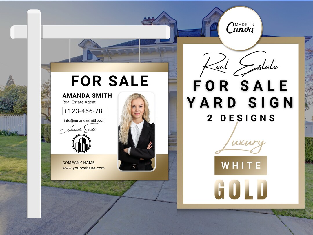Real Estate Agent GOLD Yard Sign for Sale Yard Sign Realtor Etsy