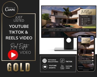 Gold Real Estate TikTok Video Template (Digital Download)