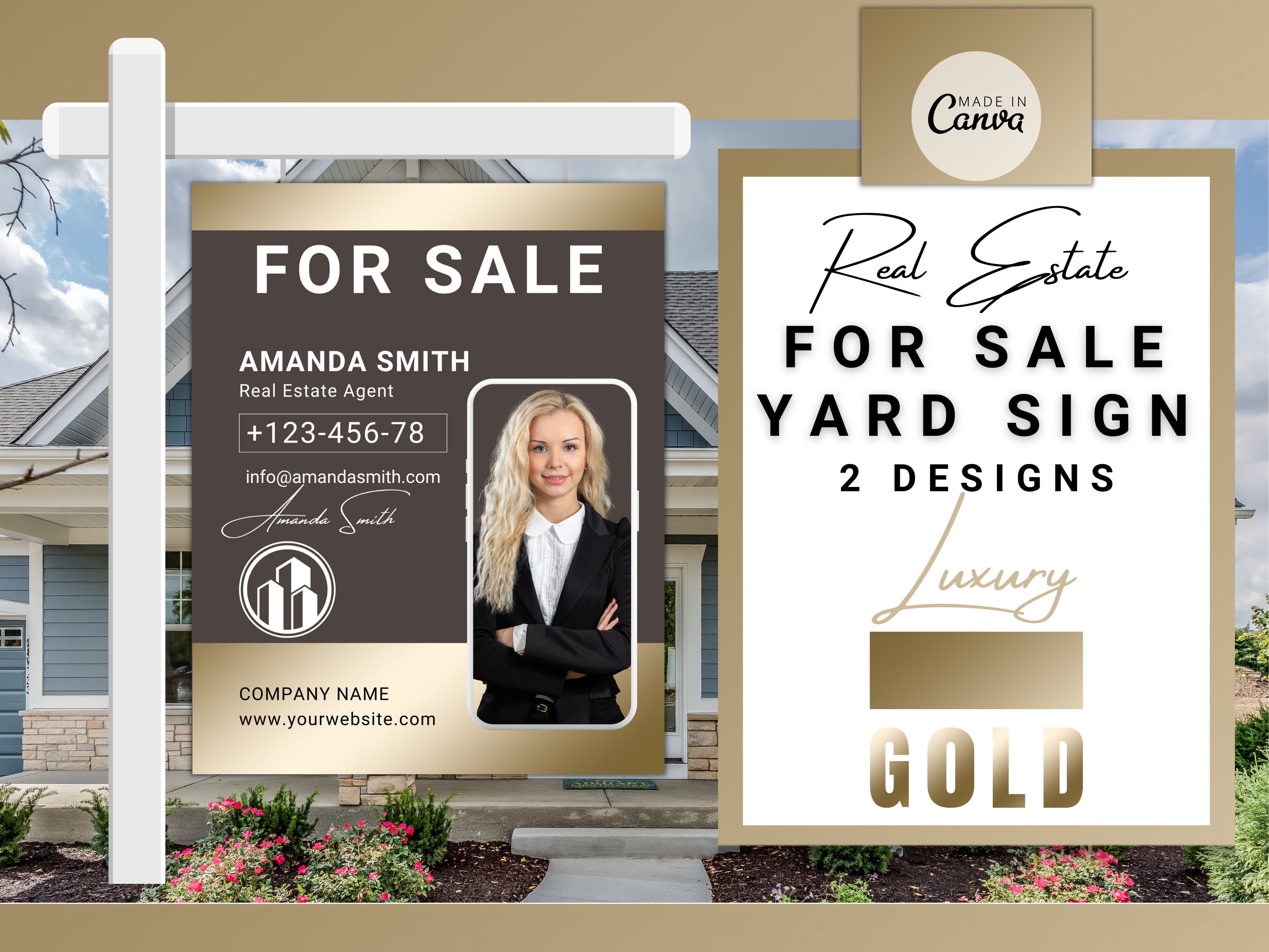 Real Estate Agent Yard Sign, Yard Sign Template, for Sale Yard Sign, Realtor Yard Sign, Modern