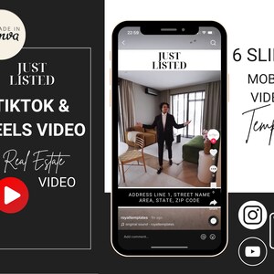 Real Estate TikTok Reels Video Template: Just Listed, Canva (Digital Download)