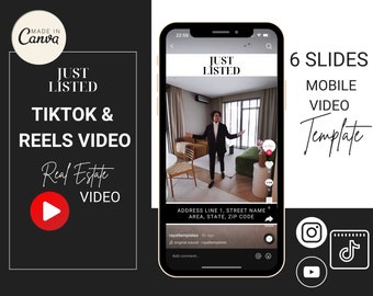 Real Estate TikTok Reels Video Template: Just Listed, Canva (Digital Download)