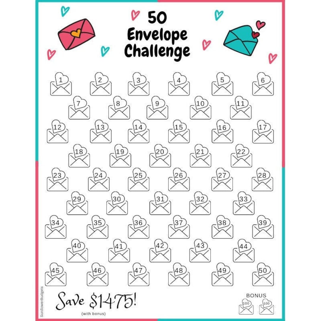 50 Envelope Savings Challenge Etsy
