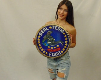 NAVY SEAL TEAM Four (4) all metal Sign 16&quot; Round.   SOG292