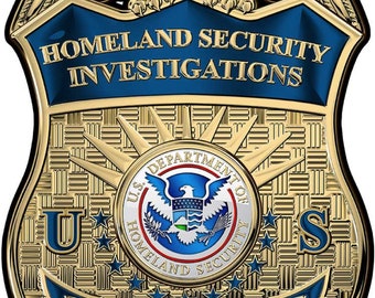 Homeland Security Investigations Special Agent Badge All Metal Sign. 13 x 18" (Blank No Number)