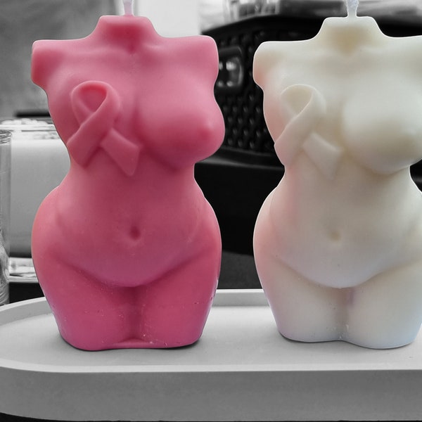 Breast Cancer Curvy Lady Body Candle/Breast Cancer awareness/Goddess Woman Candle/Female Torso Soy Candle