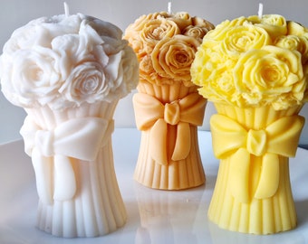 Buquê de flores/Buquê de rosas/Vela de soja perfumada artesanal/Presente para ela