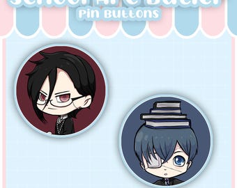 Black Butler Chibi Button Pins: Sebastian & Ciel Ita Bag Fillers