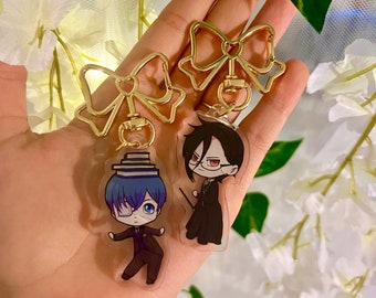 Black Butler Keychains: Chibi Sebastian & Ciel Charms - Kuroshitsuji Anime