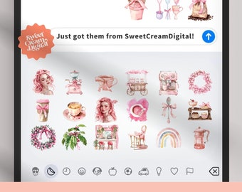 iOS18 Emojis Coquette Coffee Digitala Klistermärken Söta Emoji-designer Direktnedladdning Sociala Medier Berättelser Klistermärke PNG Mysiga Estetiska Ikoner ES