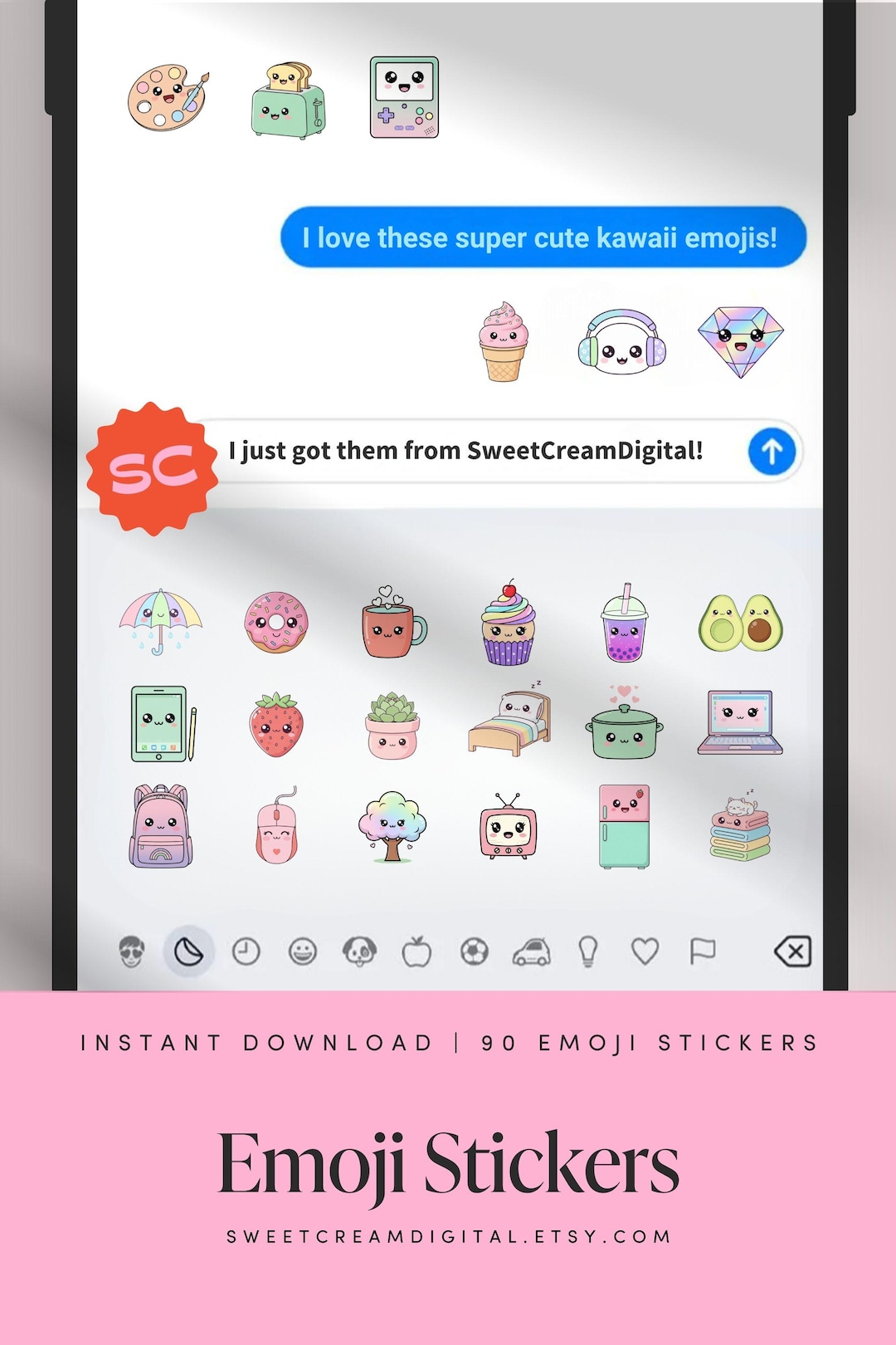Cute Imessage Drawing Cute Emoji Stickers for iPhone | Kawaii Imessage Emojis | Pastel ...