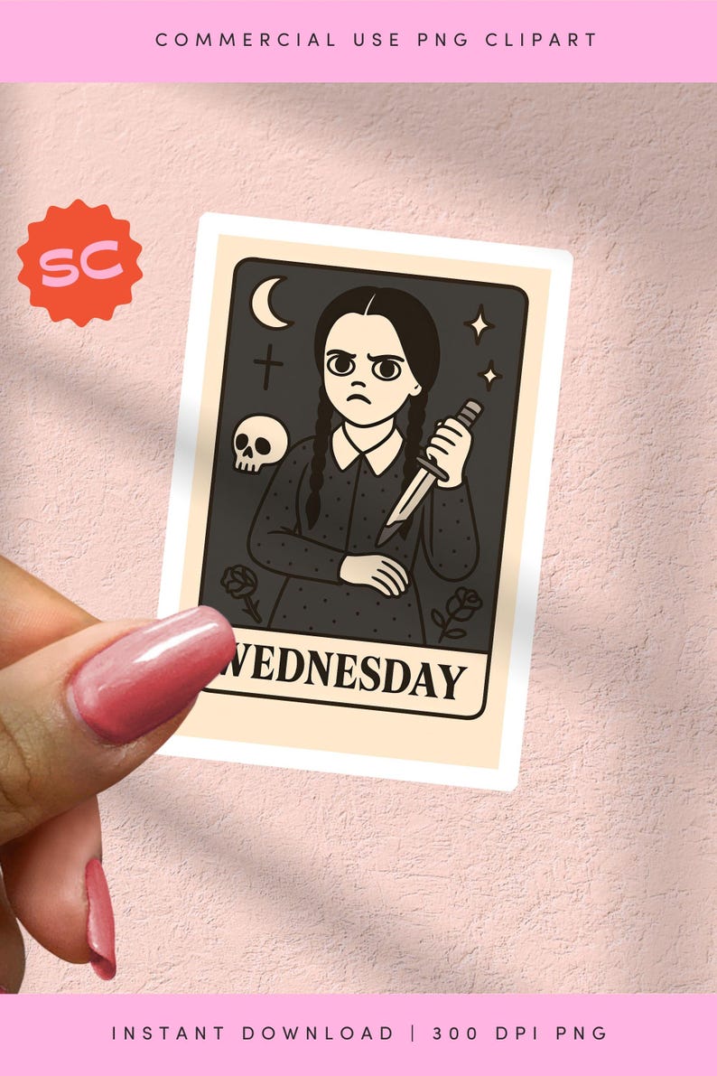Wednesday Addams Tarot Card PNG | Goth Girl Clipart | Spooky Cute ...