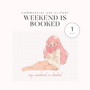 Mijn weekend is geboekt, png | Boeken lezen Clipart, citaten en retroboeken | Instant Download Coffee and Smut Art for Bookworm
