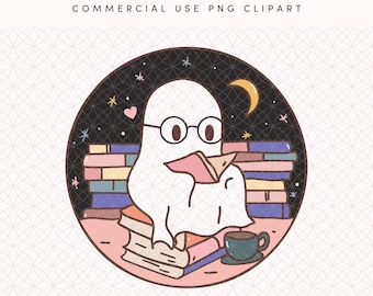 Reading Ghost PNG: Spooky Book Club Design (Digital Download)